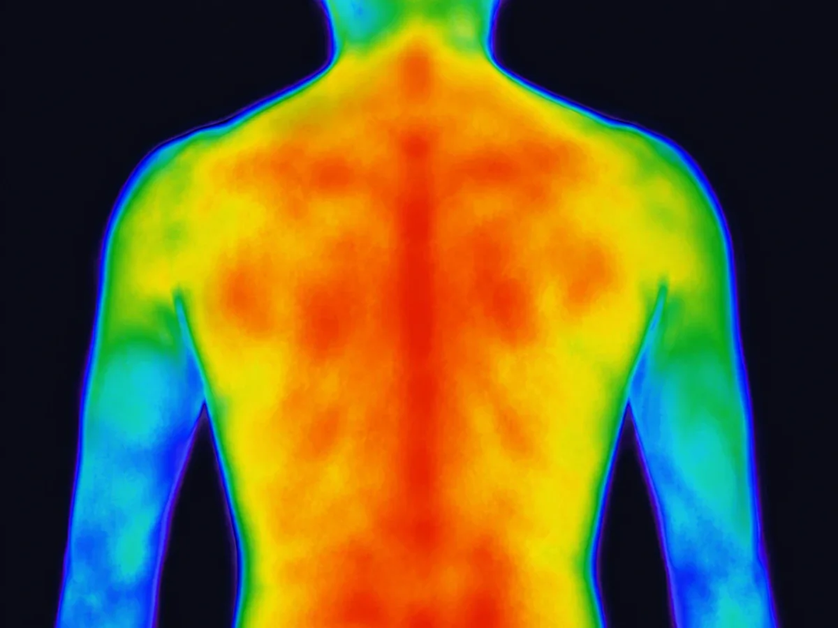 Imagem termográfica da região posterior do tronco